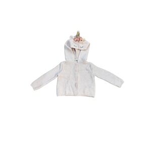 Baby OshKosh B'gosh Unicorn Hooded Cardigan Sweater 12M Pink Sparkle